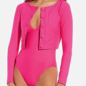 NWT Antonio Melani Hot Pink Swim Cardigan Jacket Size S
